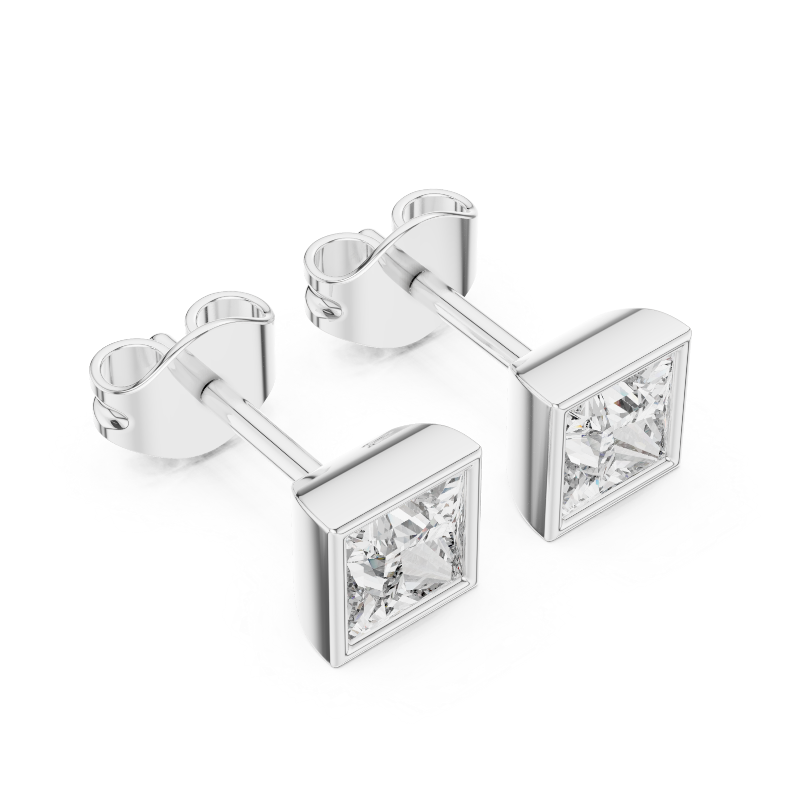  White Gold Sculpted Radiance Modern Stud Earrings Right View