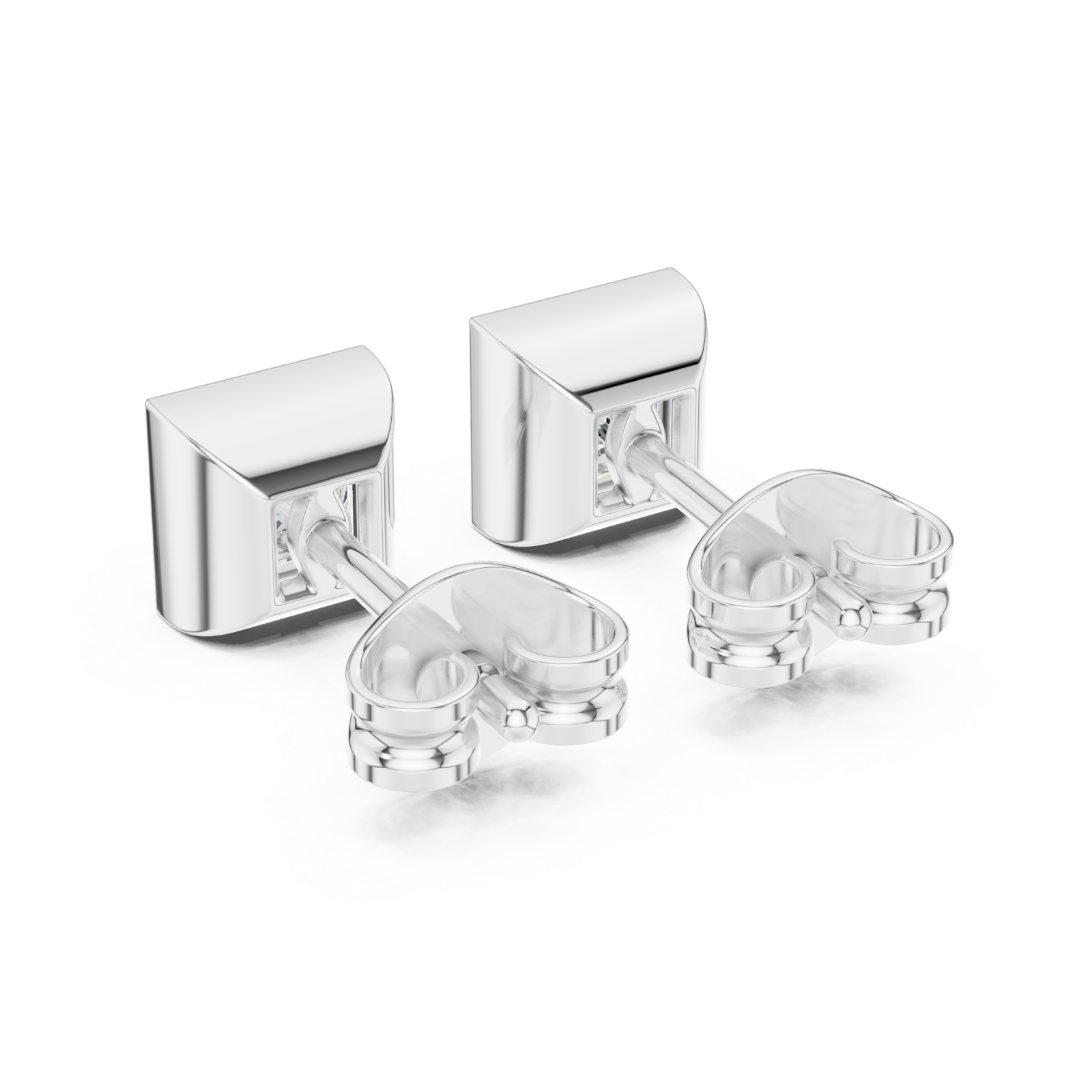  White Gold Sculpted Radiance Modern Stud Earrings Side View