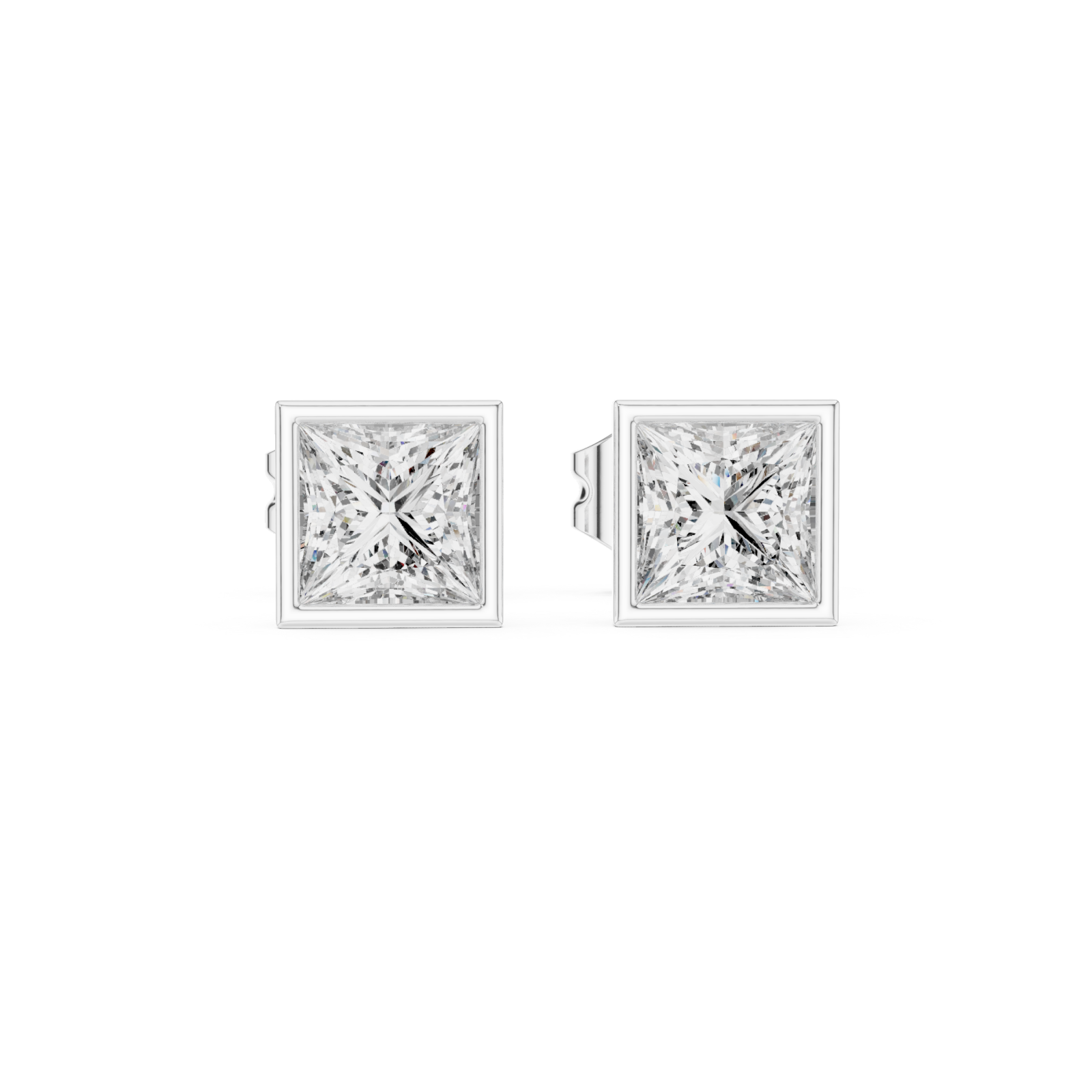 White Gold Sculpted Radiance Modern Stud Earrings Front View