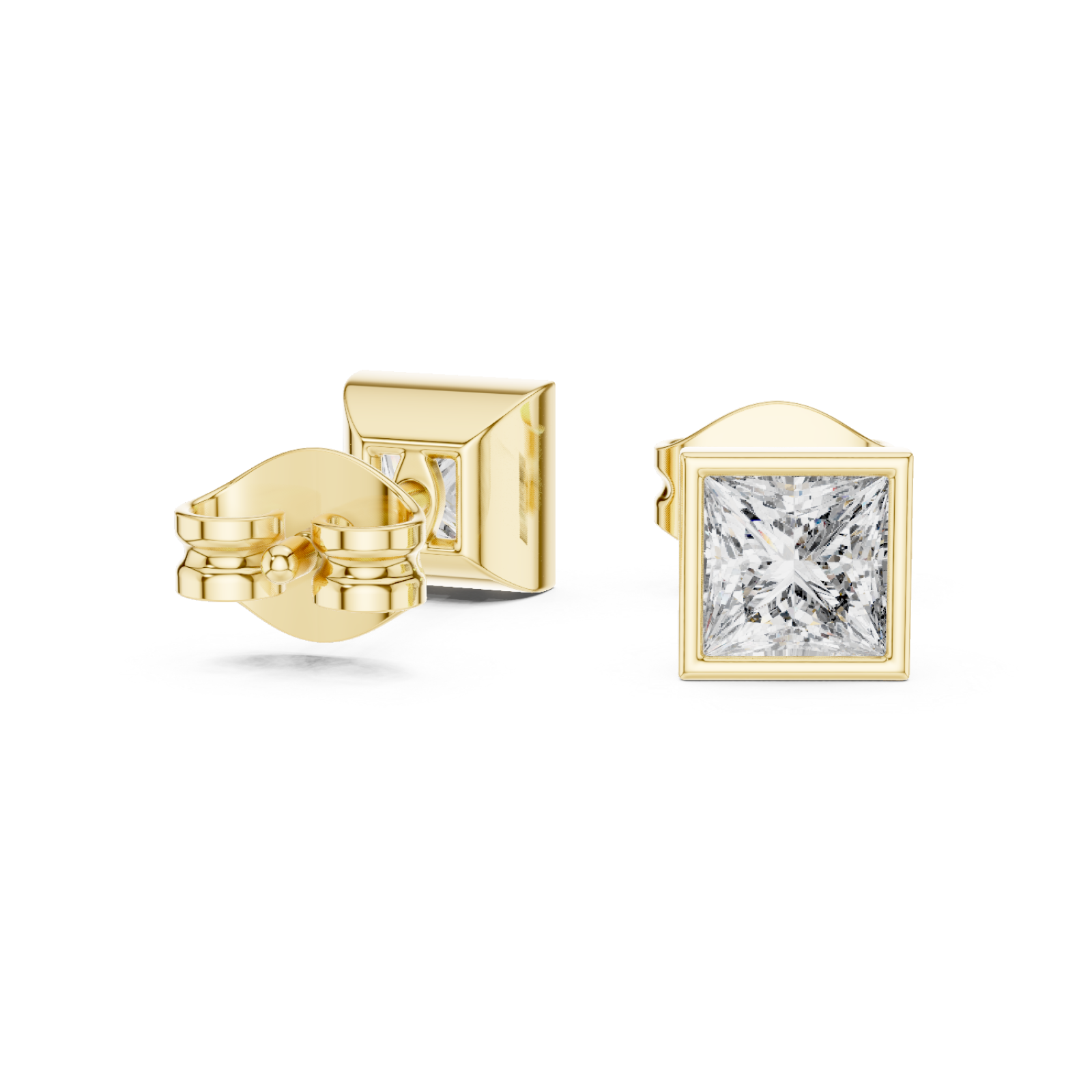  Gold Sculpted Radiance Modern Stud Earrings Left View