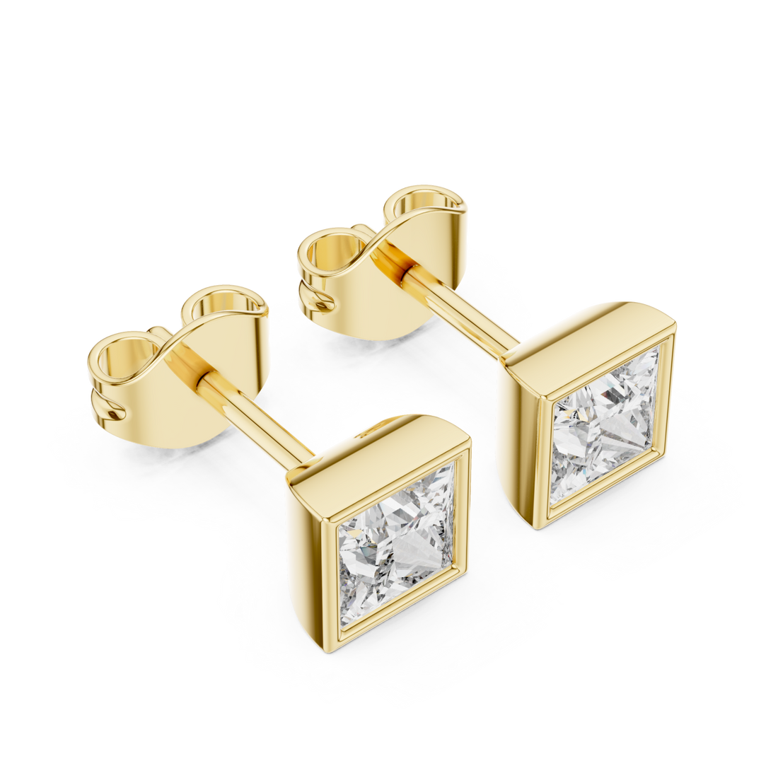Gold Sculpted Radiance Modern Stud Earrings Right View