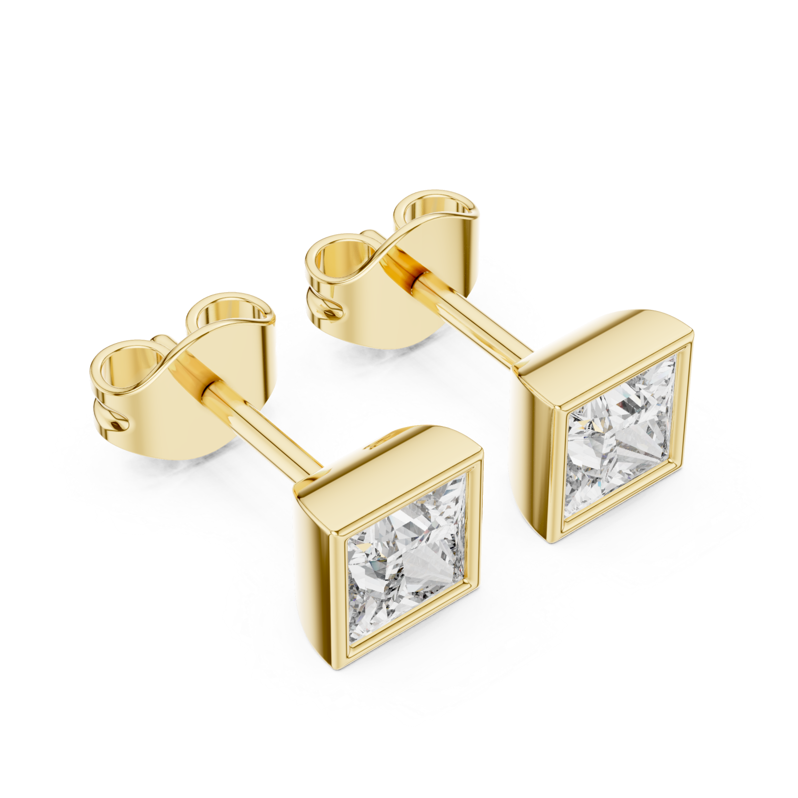 Gold Sculpted Radiance Modern Stud Earrings Right View