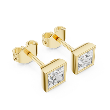 Gold Sculpted Radiance Modern Stud Earrings Right View