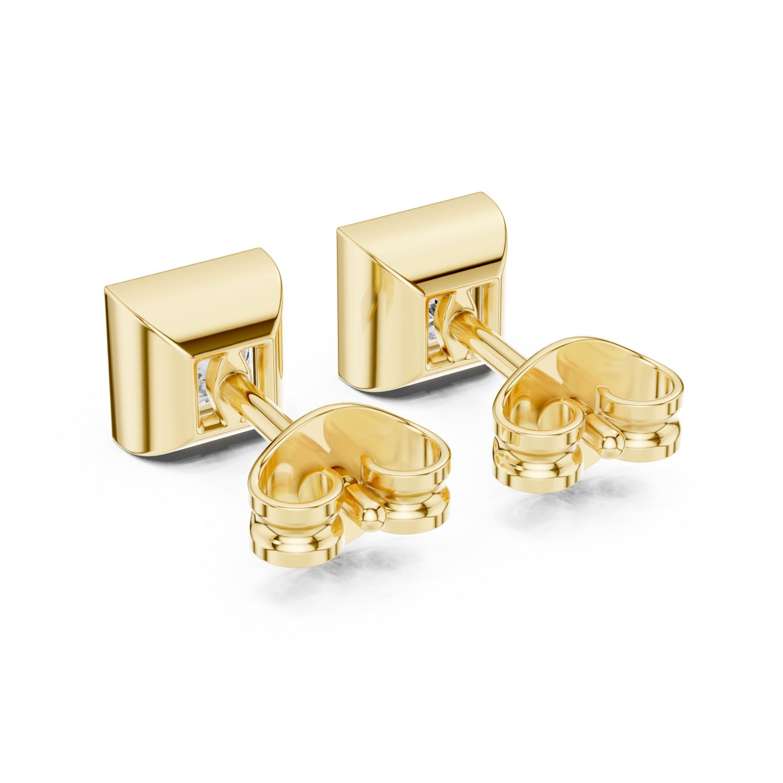  Gold Sculpted Radiance Modern Stud Earrings Side View