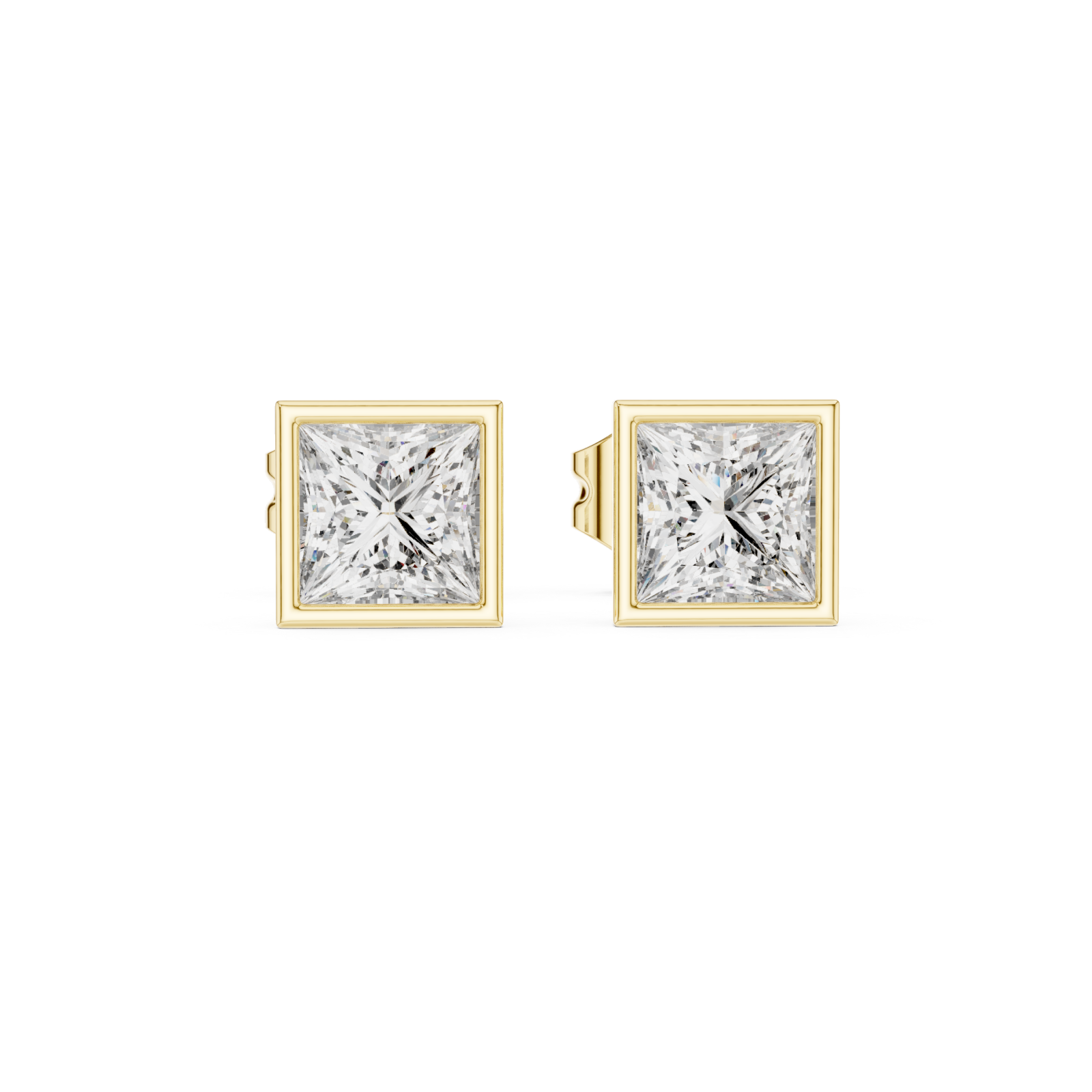  Gold Sculpted Radiance Modern Stud Earrings Front View