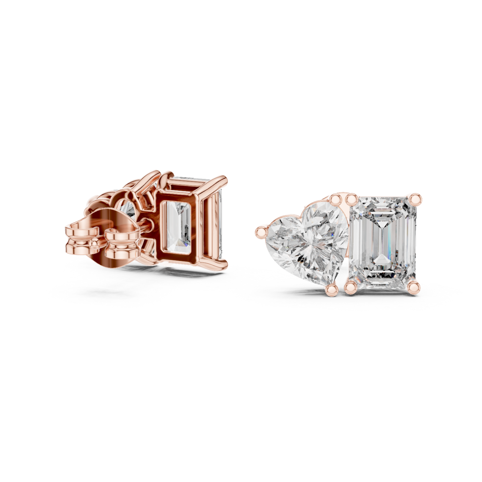  Rose Gold Tranquil Charm Delightful Stud Earrings Left View