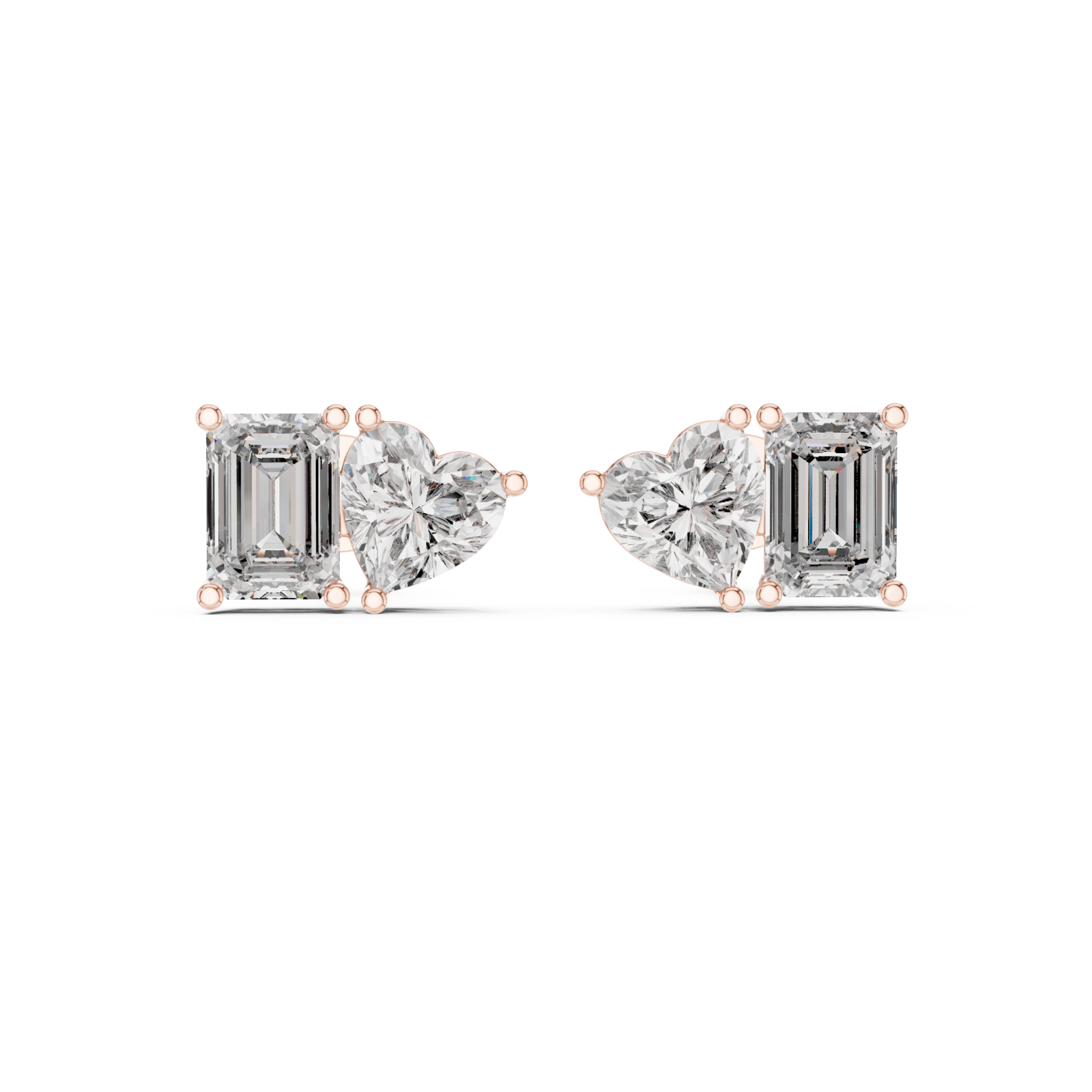  Rose Gold Tranquil Charm Delightful Stud Earrings Front View