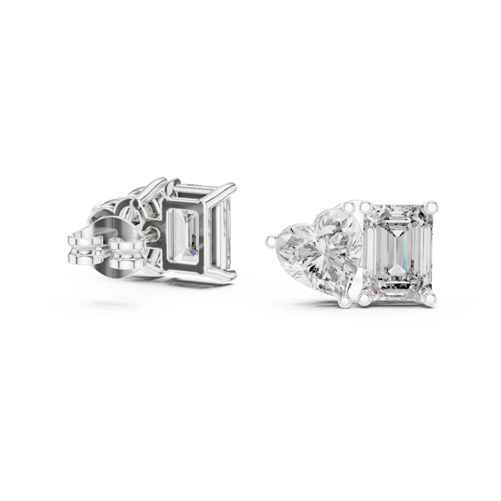  White Gold Tranquil Charm Delightful Stud Earrings Left View