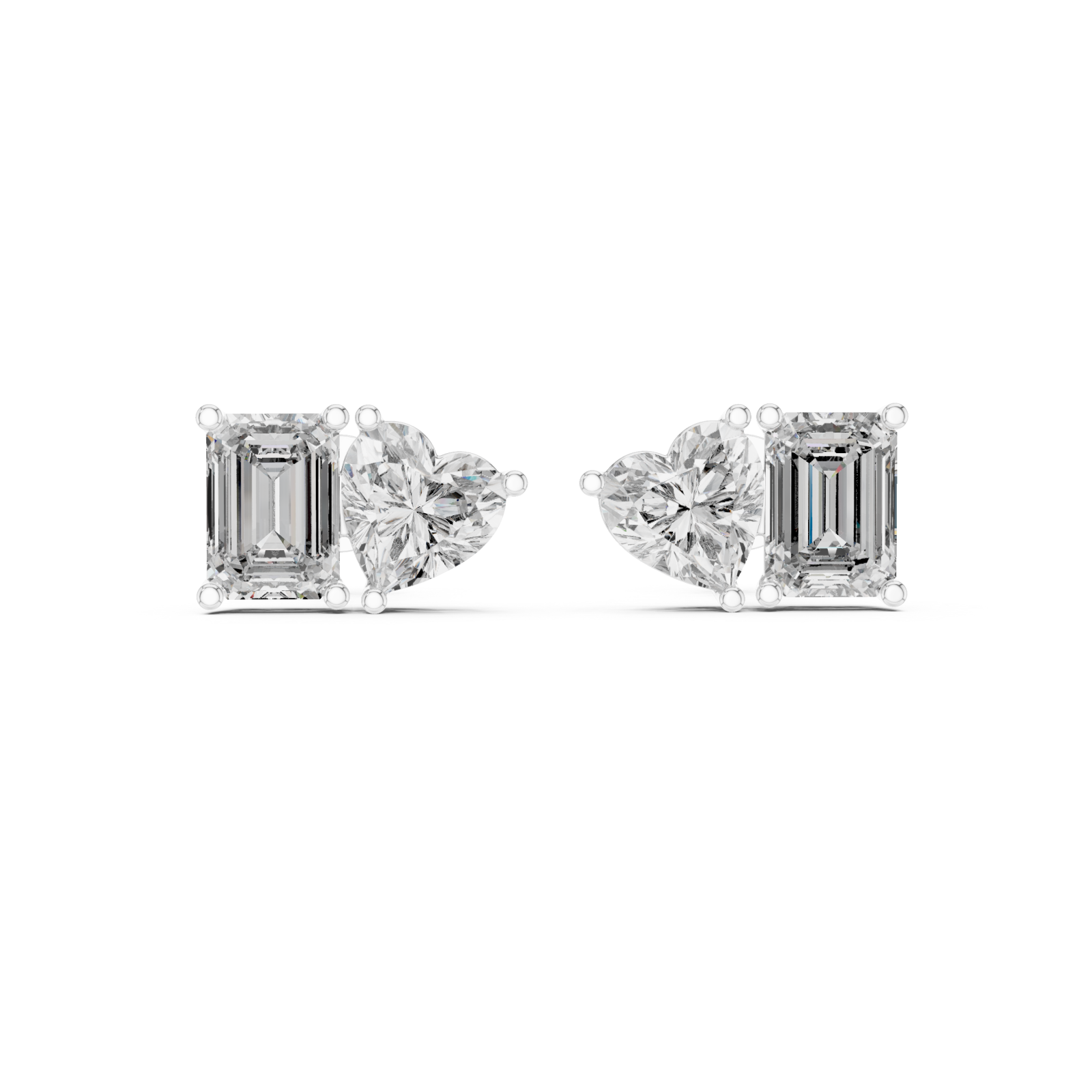  White Gold Tranquil Charm Delightful Stud Earrings Front View