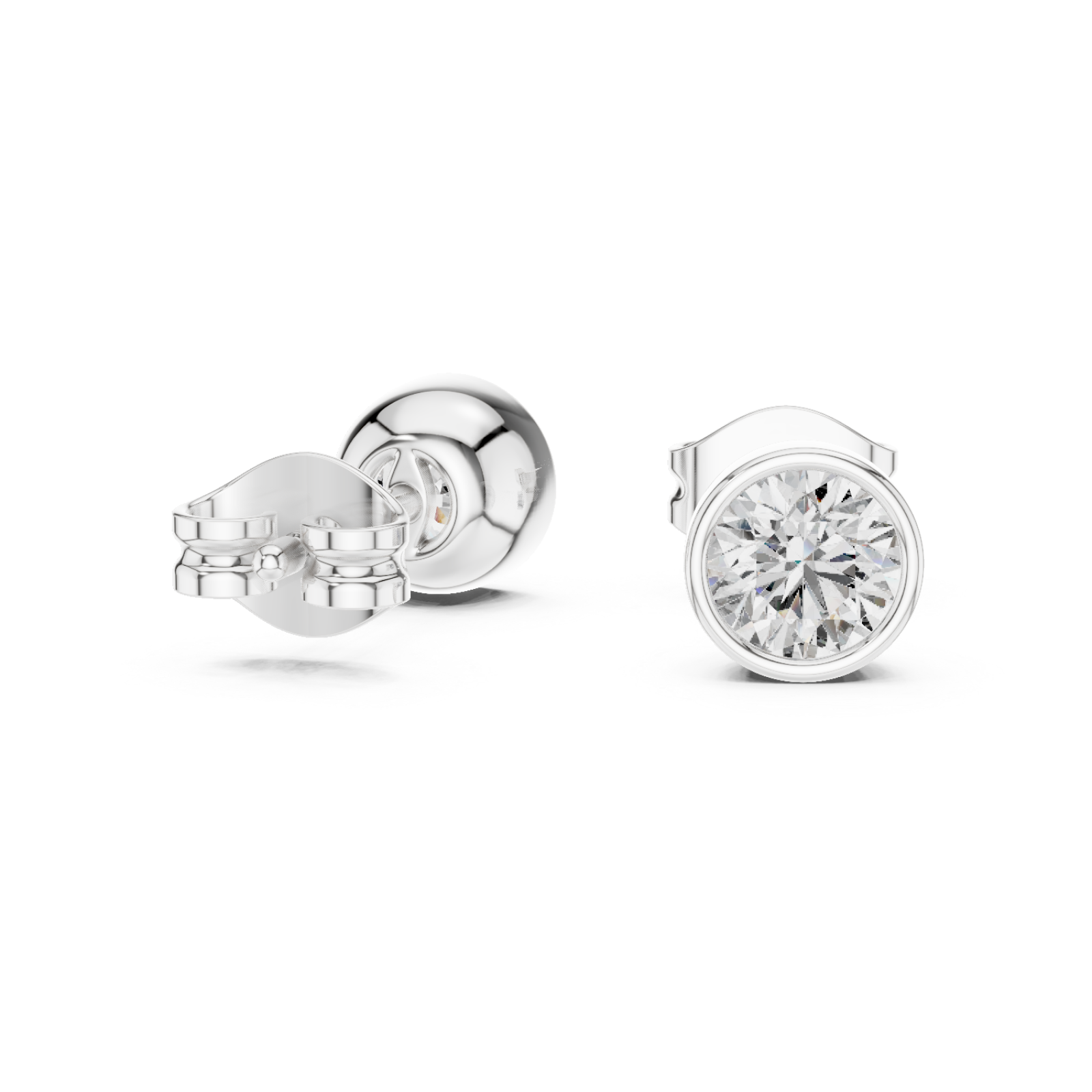  White Gold Timeless Glow Petite Stud Earrings Left View
