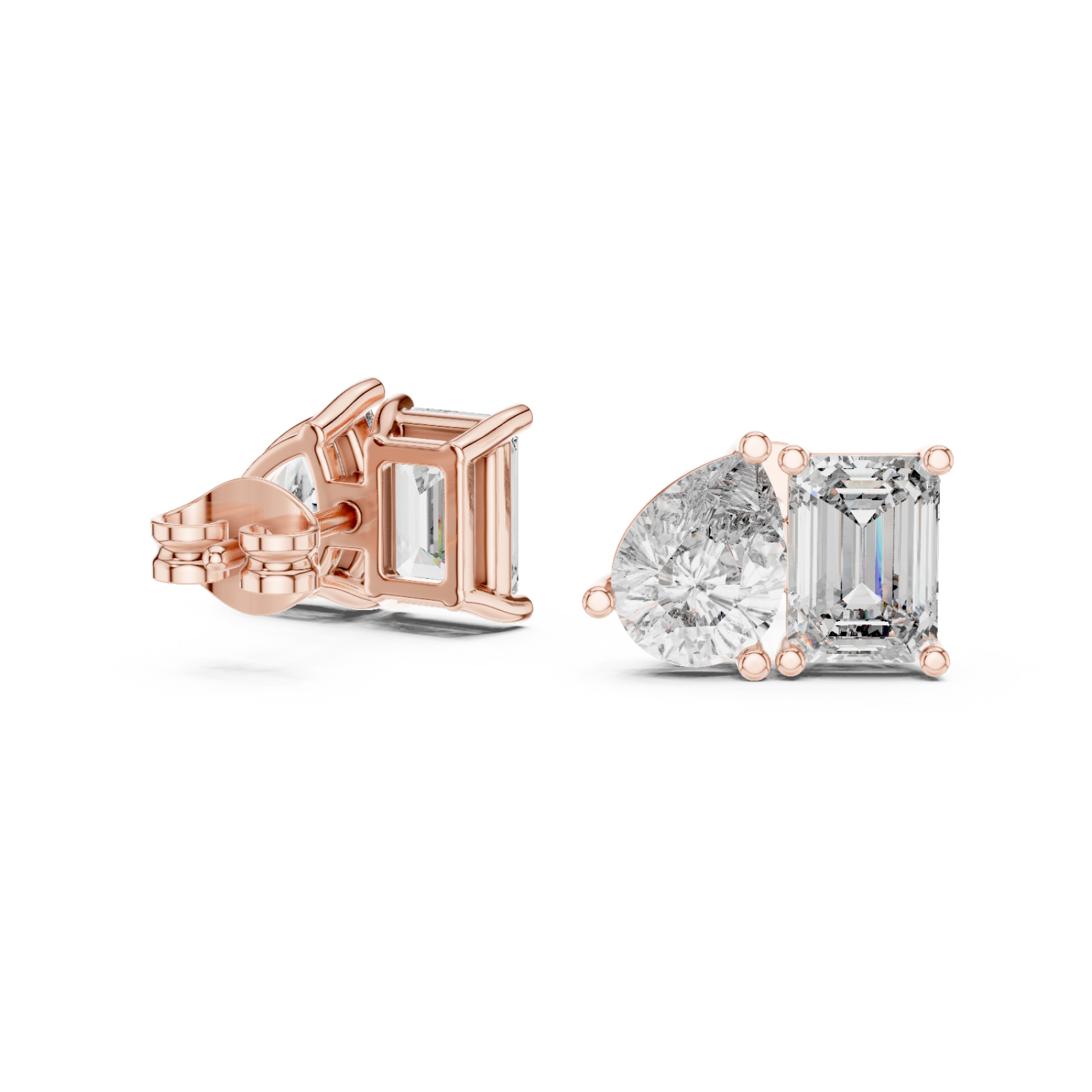  Rose Gold Radiant Modern Muse Stud Earrings Left View