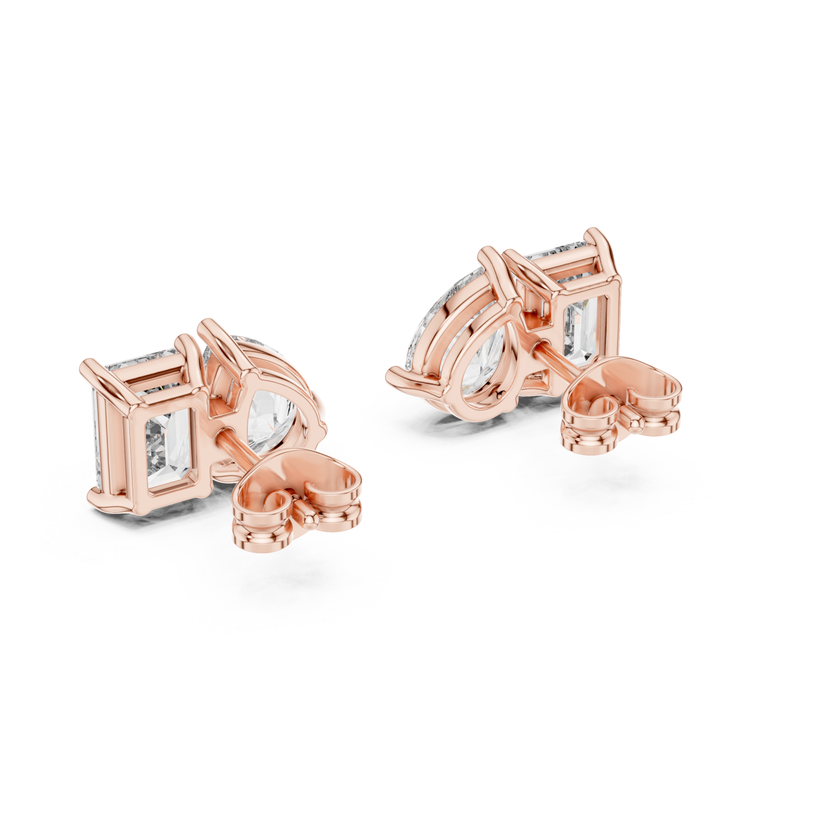  Rose Gold Radiant Modern Muse Stud Earrings Side View