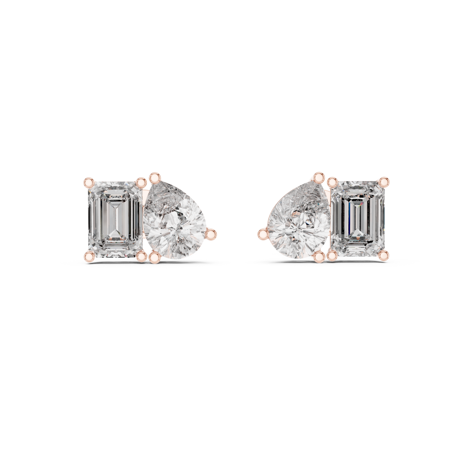  Rose Gold Radiant Modern Muse Stud Earrings Front View
