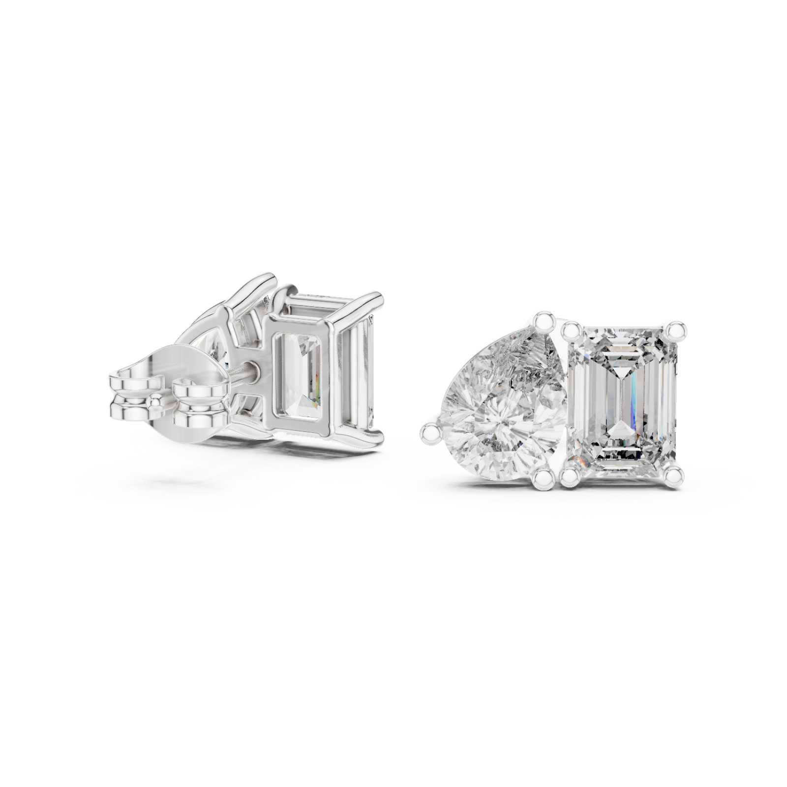  White Gold Radiant Modern Muse Stud Earrings Left View