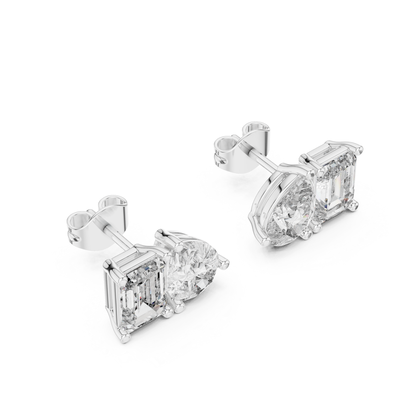  White Gold Radiant Modern Muse Stud Earrings Right View