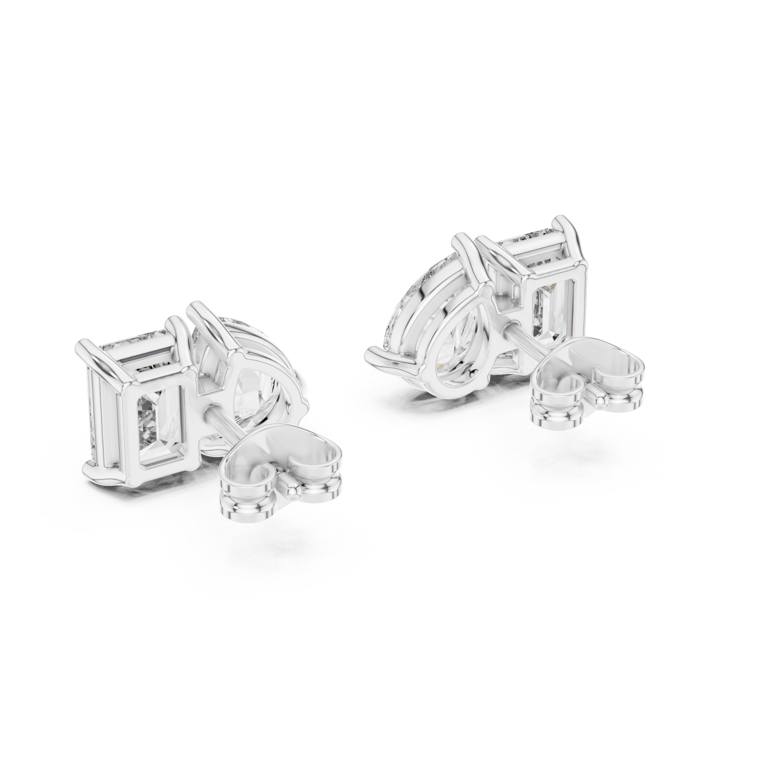  White Gold Radiant Modern Muse Stud Earrings Side View