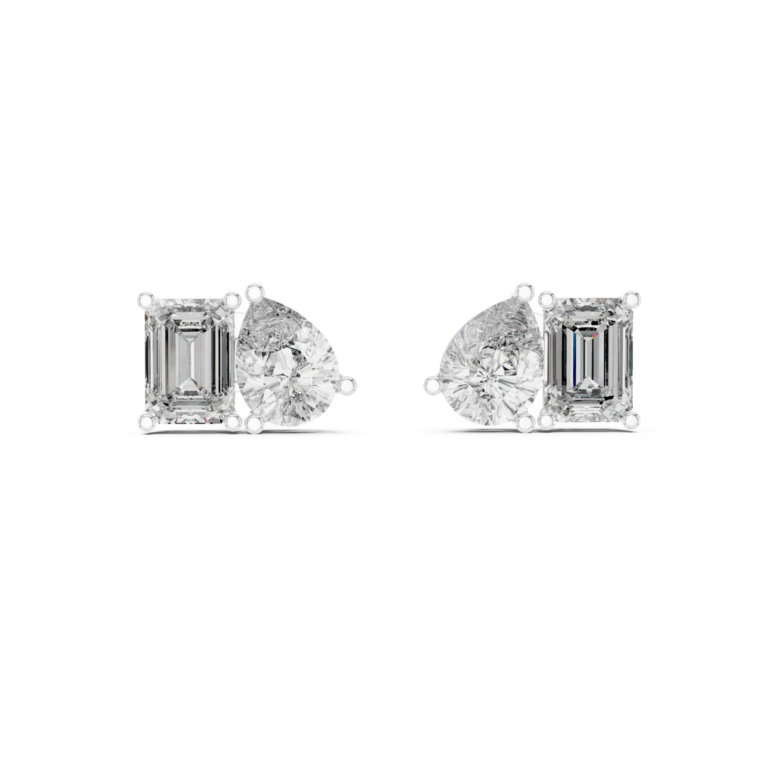  White Gold Radiant Modern Muse Stud Earrings Right View