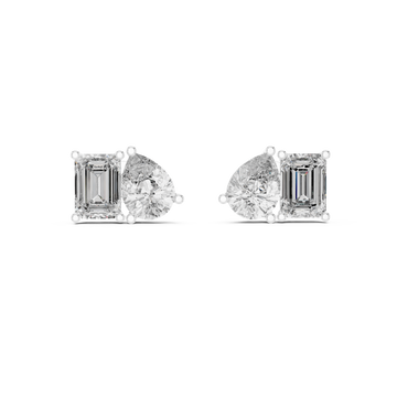  White Gold Radiant Modern Muse Stud Earrings Front View