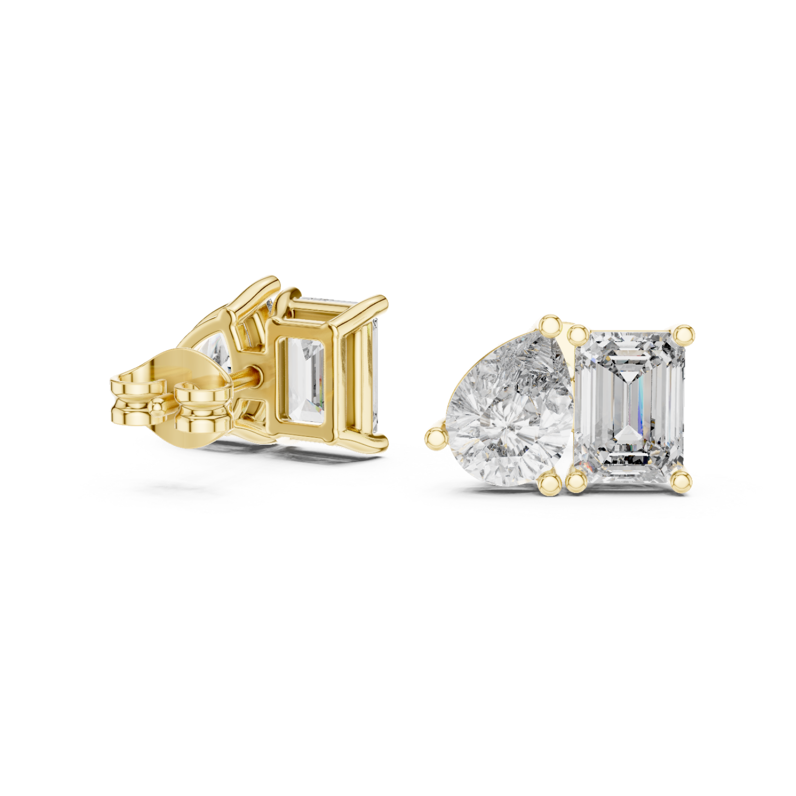  Gold Radiant Modern Muse Stud Earrings Left View
