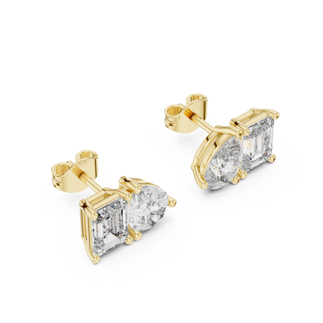  Gold Radiant Modern Muse Stud Earrings Front View