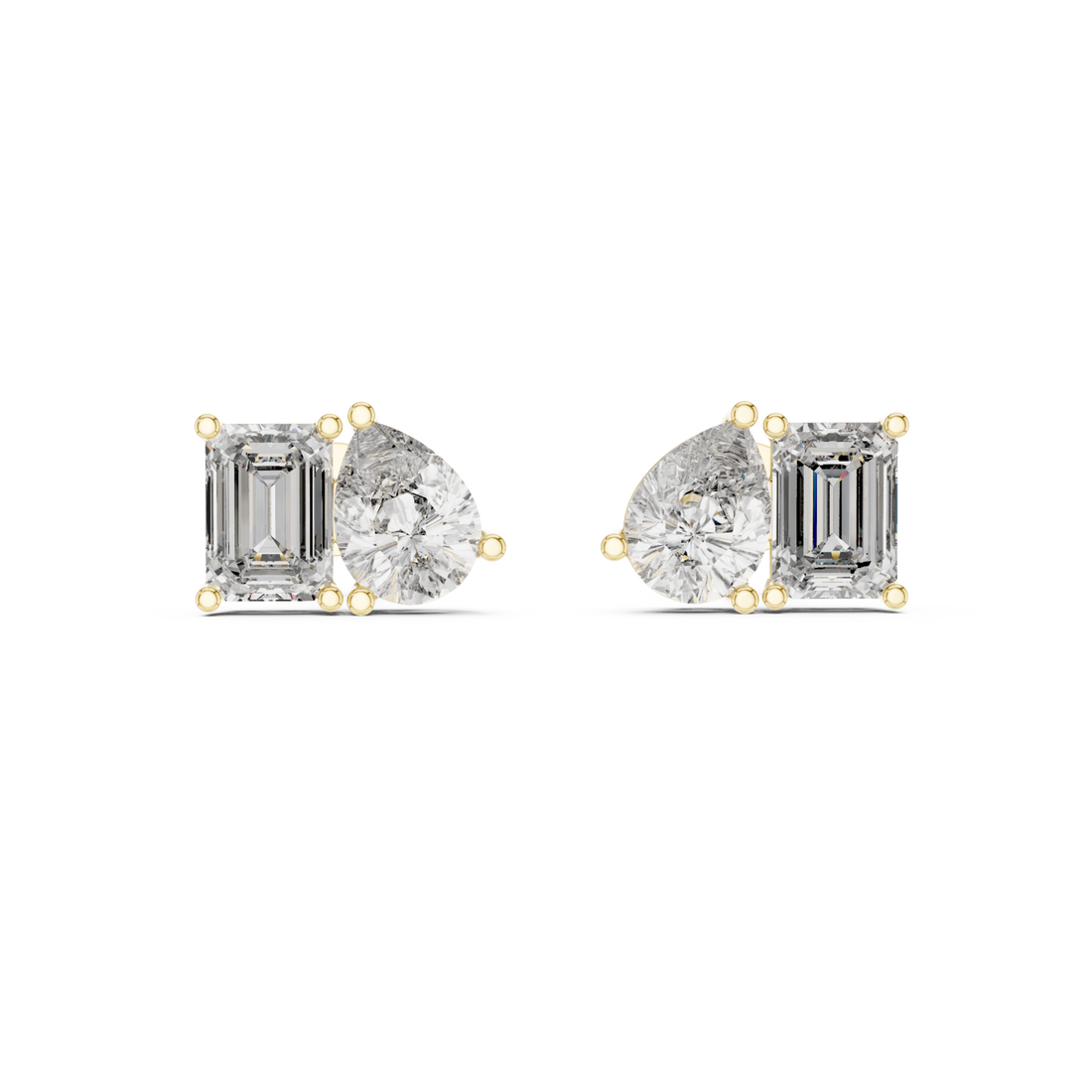  Gold Radiant Modern Muse Stud Earrings Front View