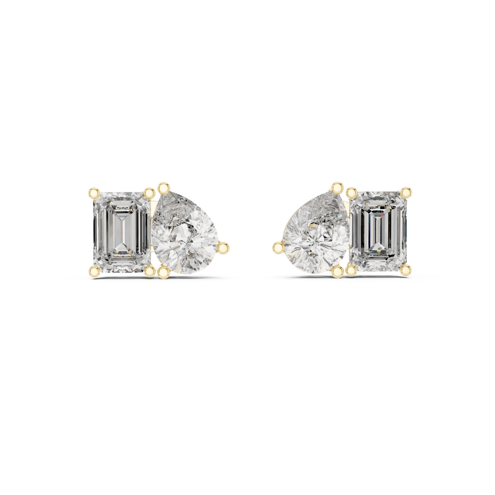  Gold Radiant Modern Muse Stud Earrings Front View