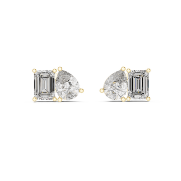  Gold Radiant Modern Muse Stud Earrings Front View