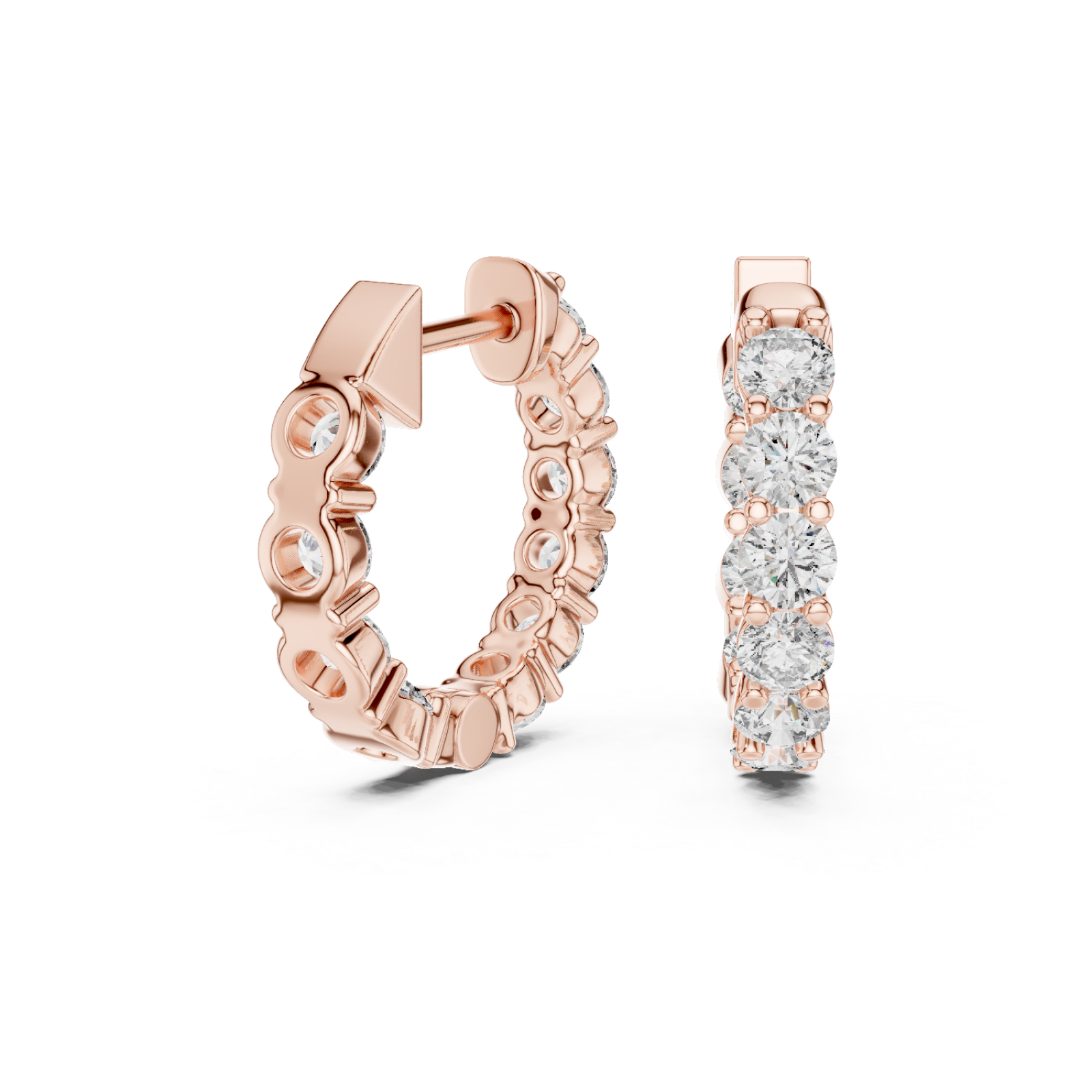  Rose Gold Luminous Graceful Affinity Small Hoops Left View