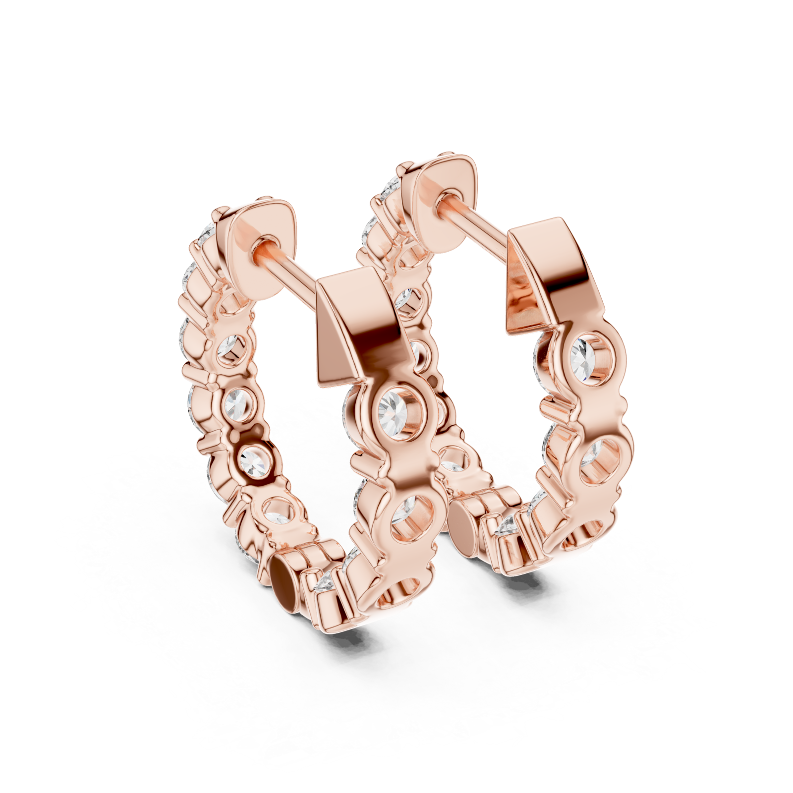  Rose Gold Luminous Graceful Affinity Small Hoops Side View