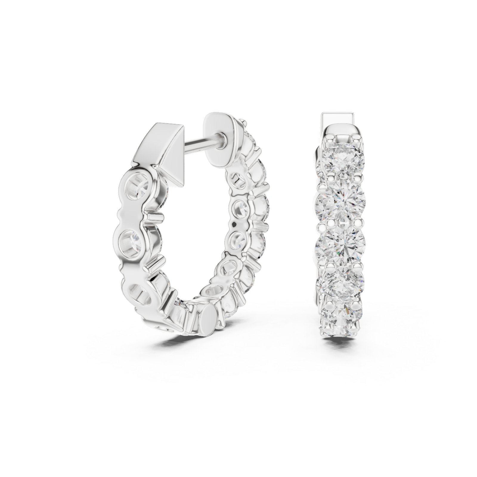  White Gold Luminous Graceful Affinity Small Hoops Left View