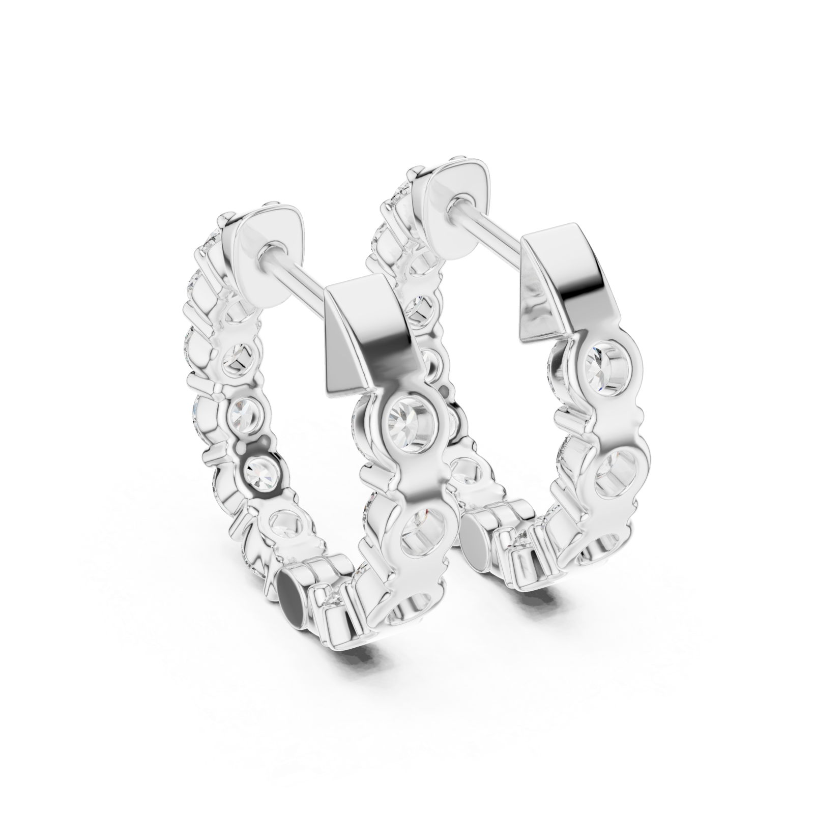  White Gold Luminous Graceful Affinity Small Hoops Side View