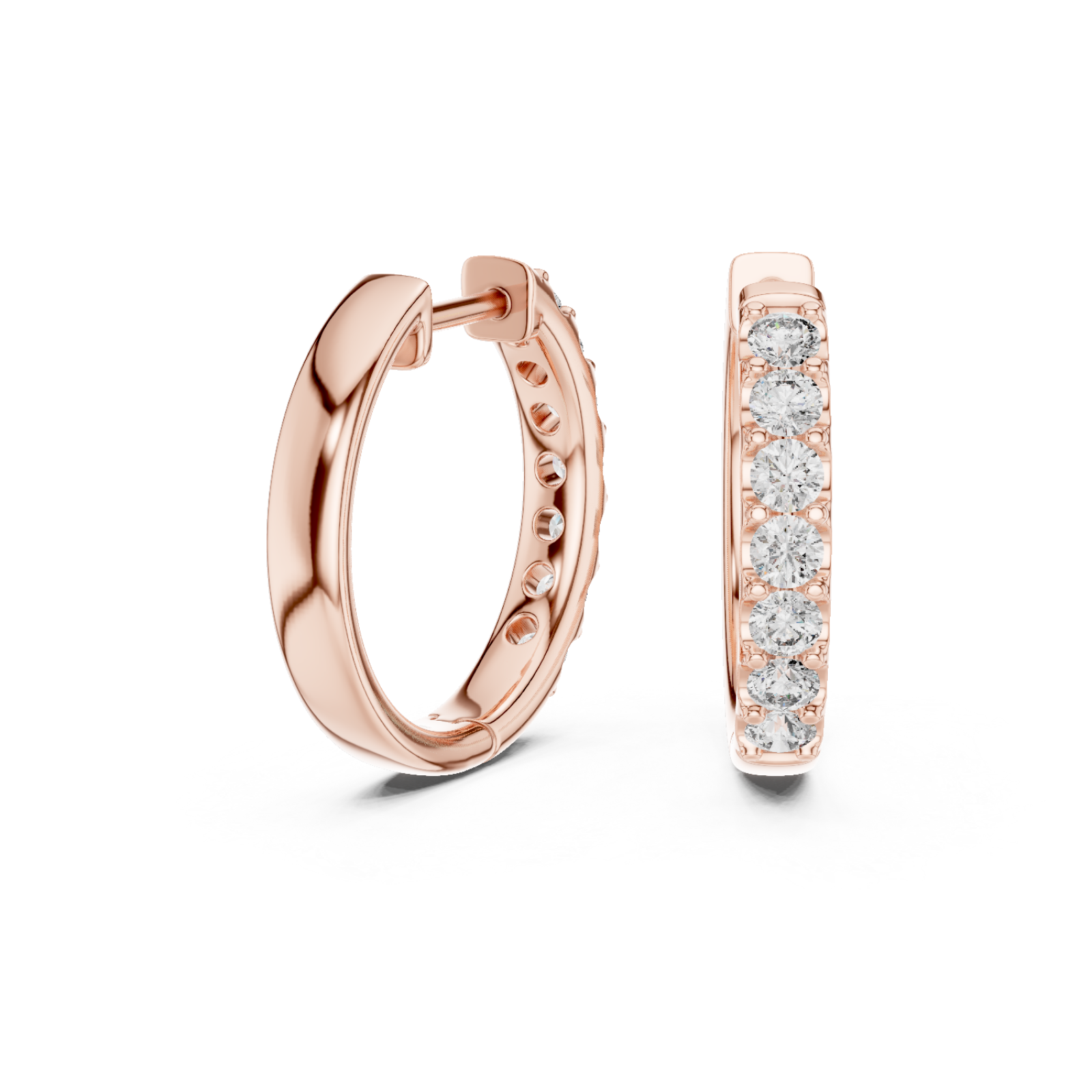  Rose Gold Aurora Whisper Signature Everyday Hoops Left View