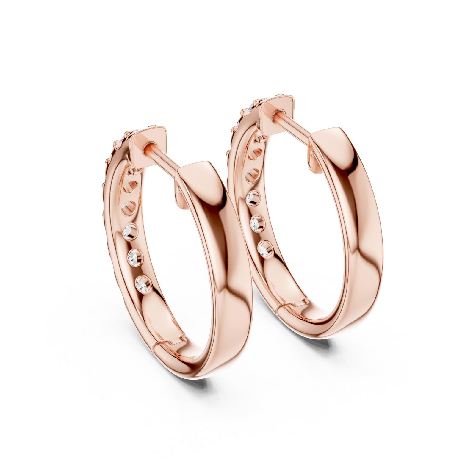  Rose Gold Aurora Whisper Signature Everyday Hoops Side View
