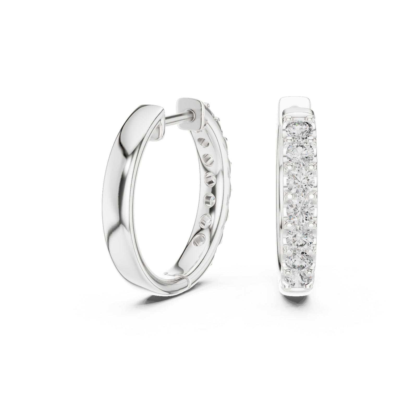  White Gold Aurora Whisper Signature Everyday Hoops Left View