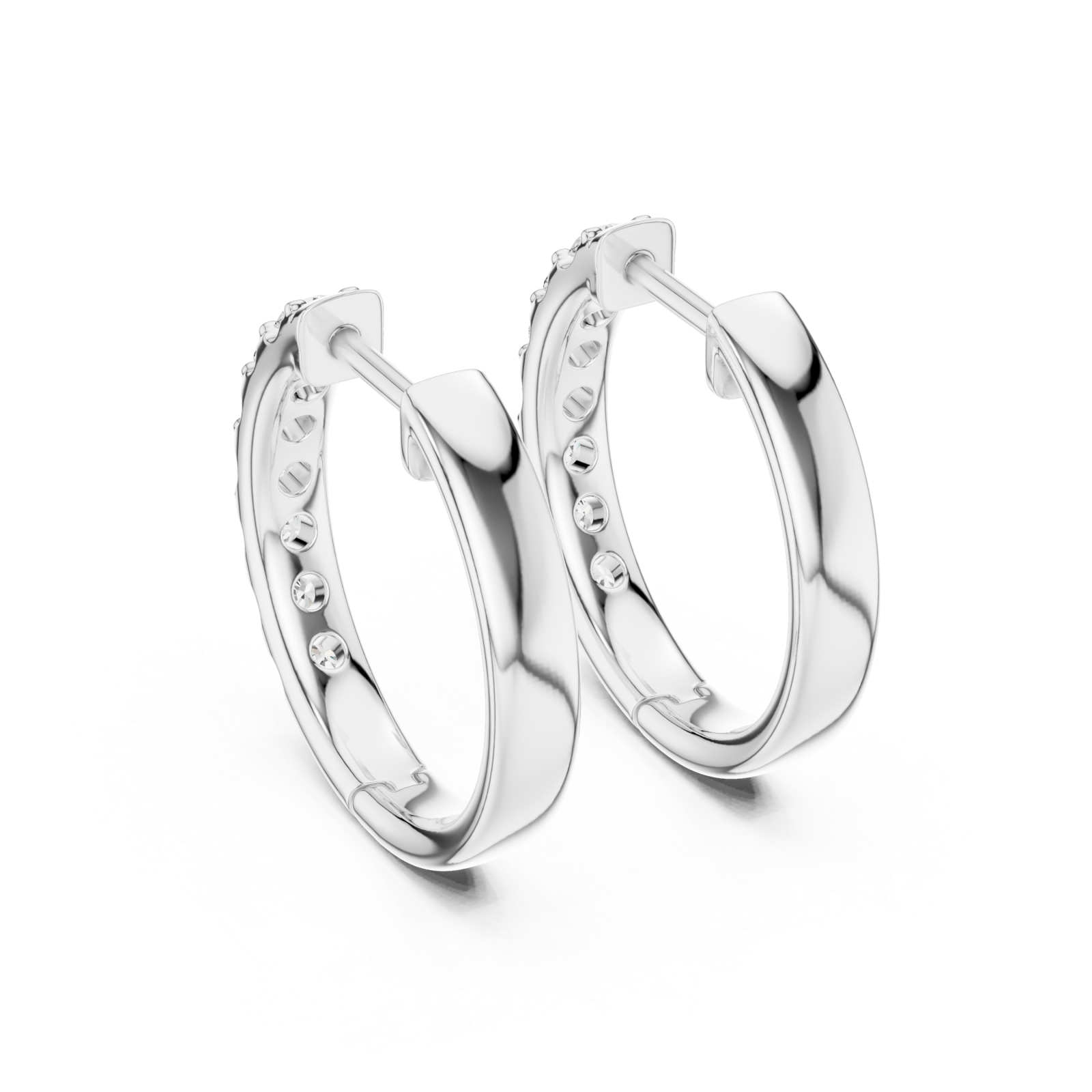  White Gold Aurora Whisper Signature Everyday Hoops Side View