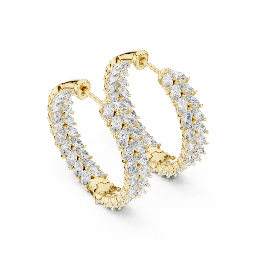 Gold Delicate Marquise Whisper Hoop Earrings Right View