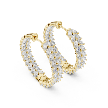 Gold Delicate Marquise Whisper Hoop Earrings Right View
