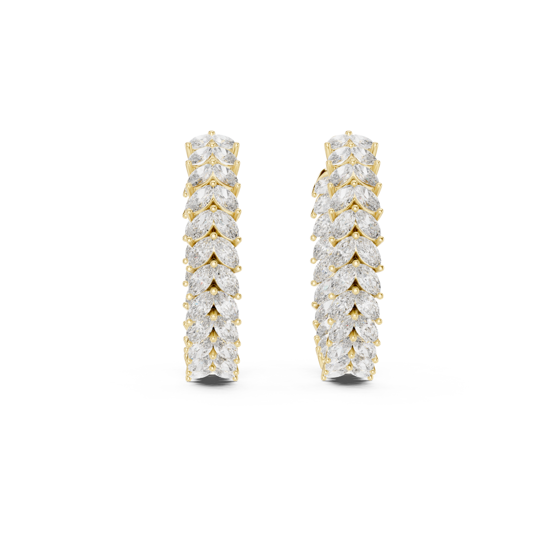 Gold Delicate Marquise Whisper Hoop Earrings Right View