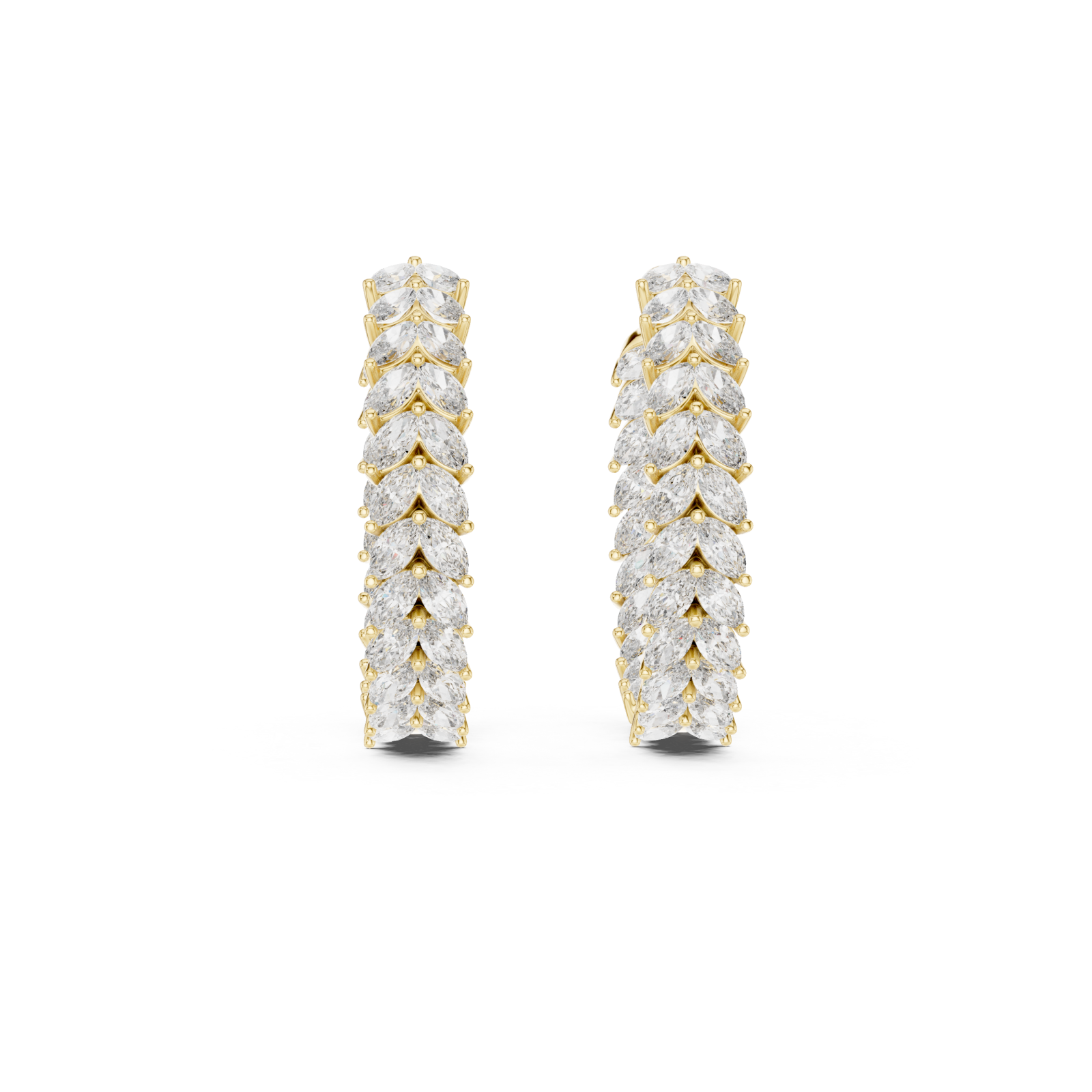  Gold Delicate Marquise Whisper Hoop Earrings Front View