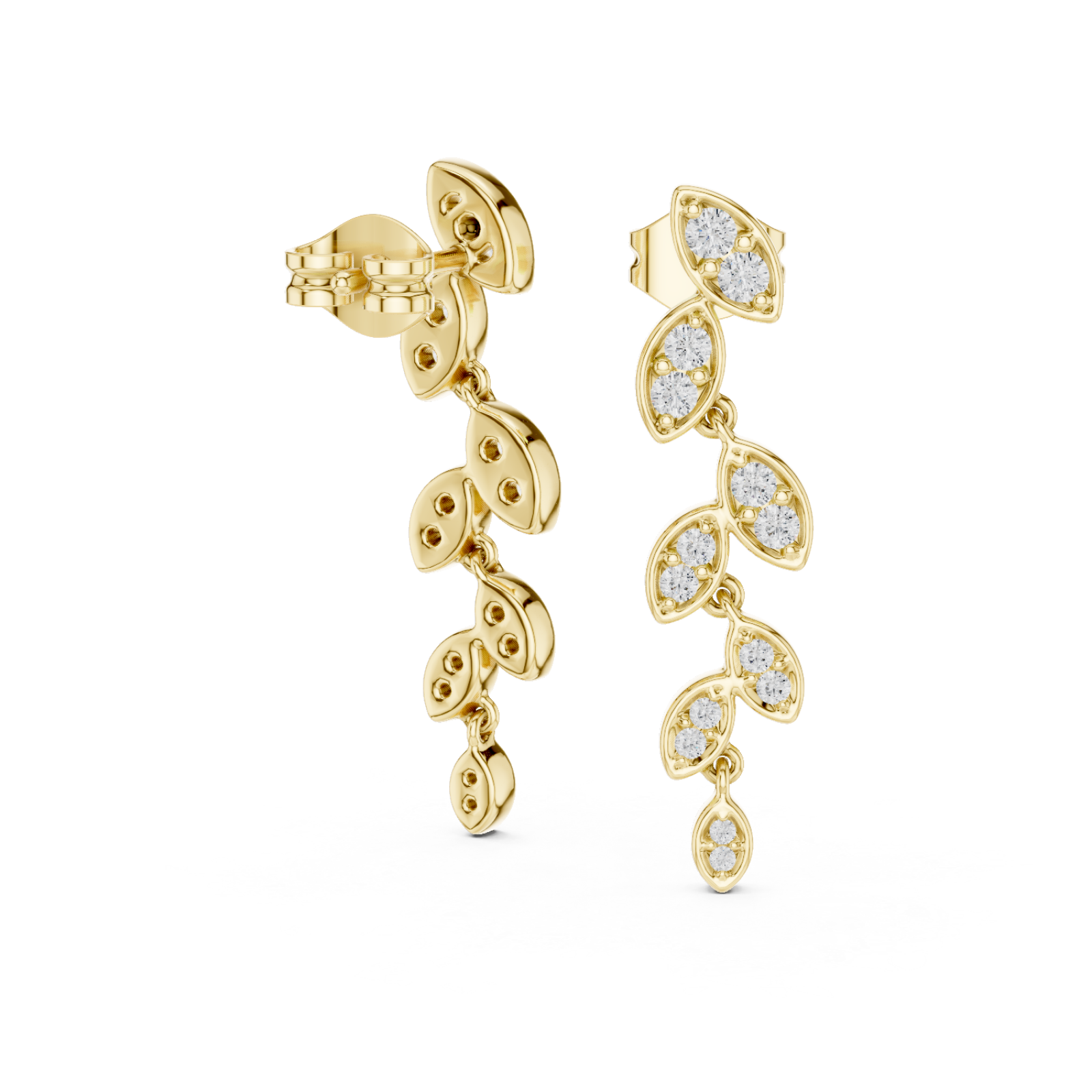  Gold Whispering Leaf Drop Earrings Left View