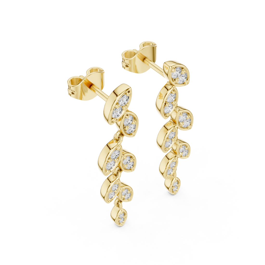 Gold Whispering Leaf Drop Earrings Right View