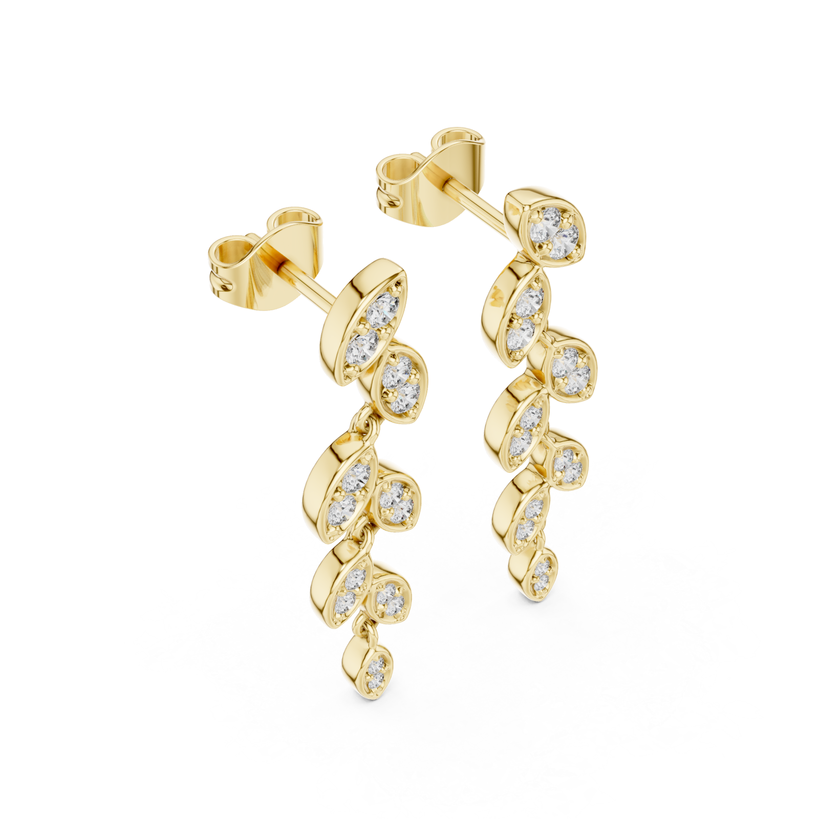 Gold Whispering Leaf Drop Earrings Right View