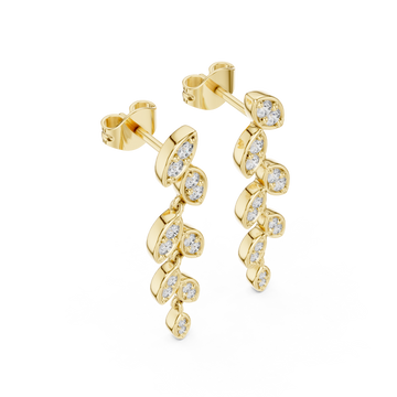 Gold Whispering Leaf Drop Earrings Right View