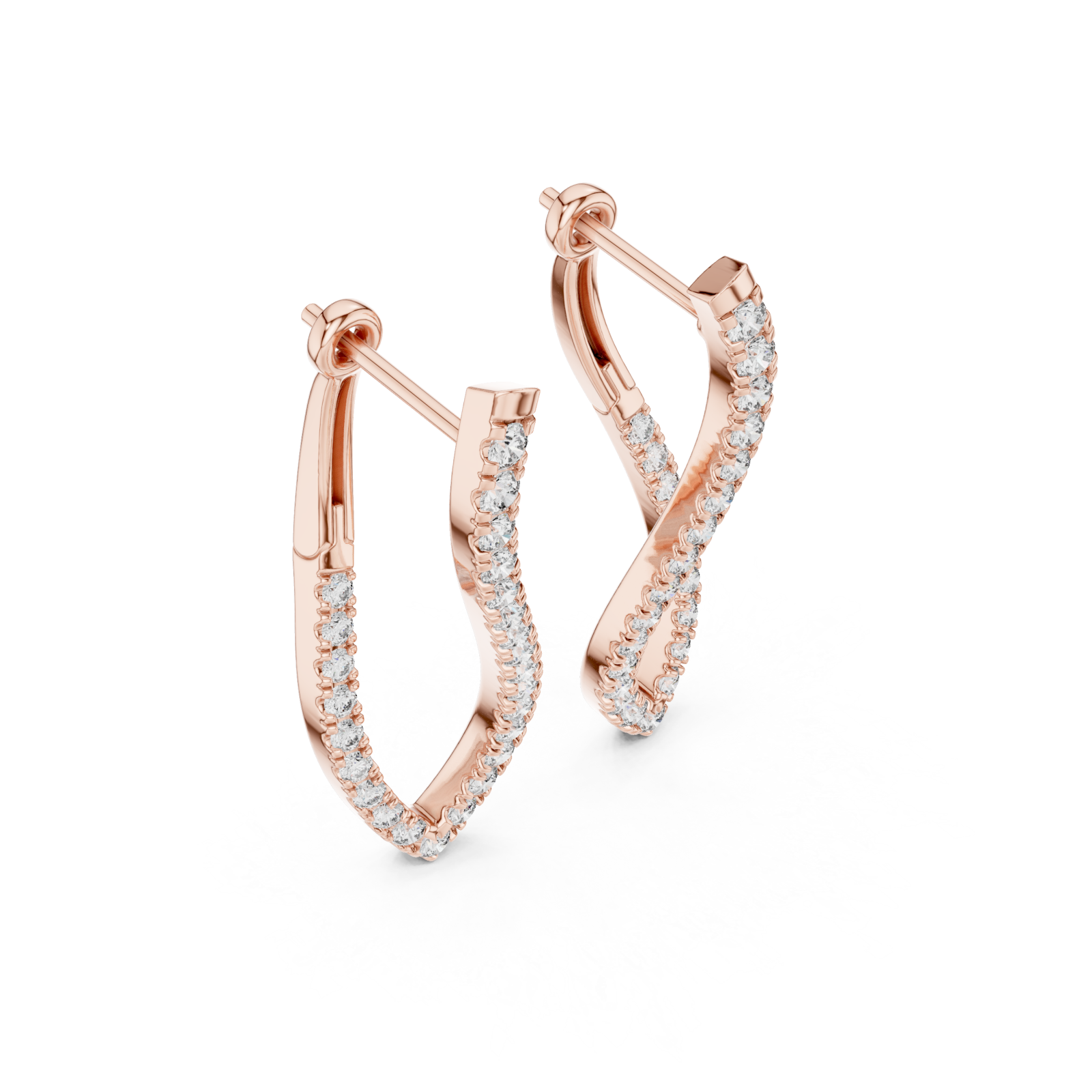  Rose Gold Shimmering Gentle Wave Luxury Hoops Right View