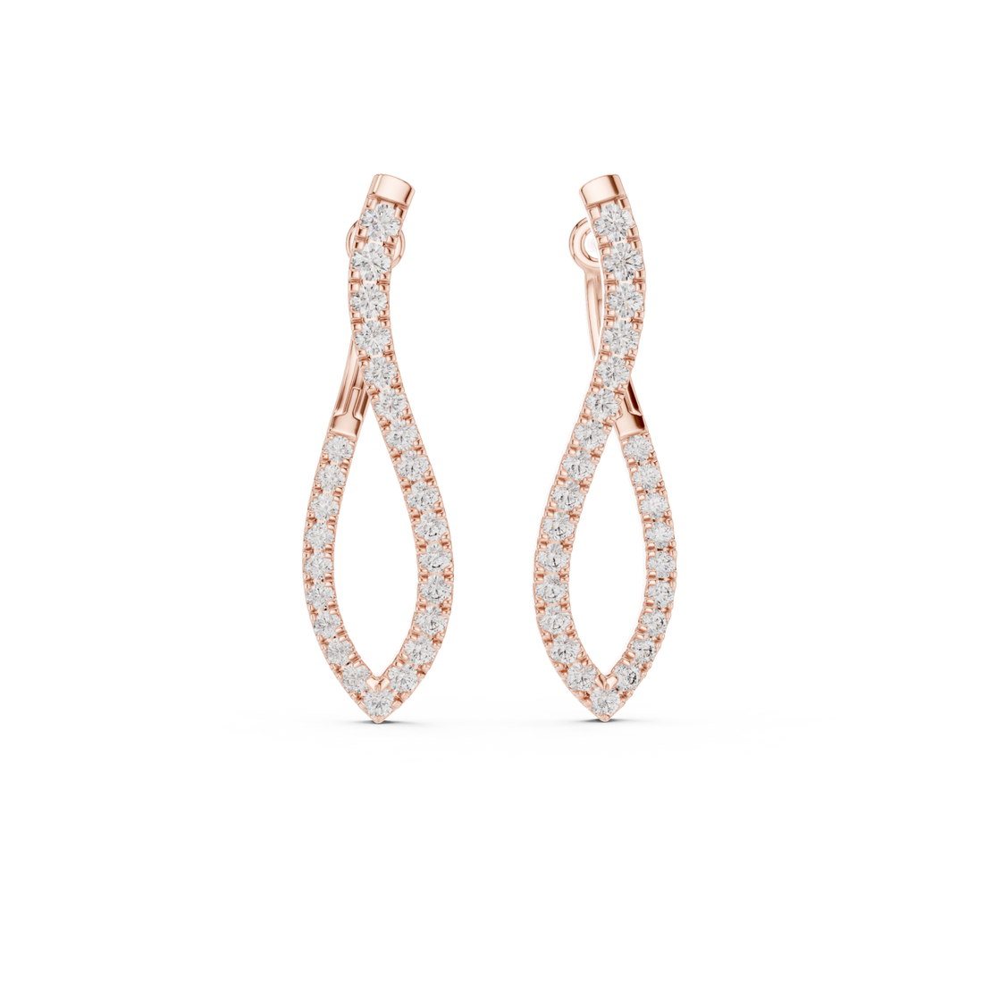  Rose Gold Shimmering Gentle Wave Luxury Hoops Front View