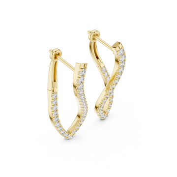 Gold Shimmering Gentle Wave Luxury Hoops Right View