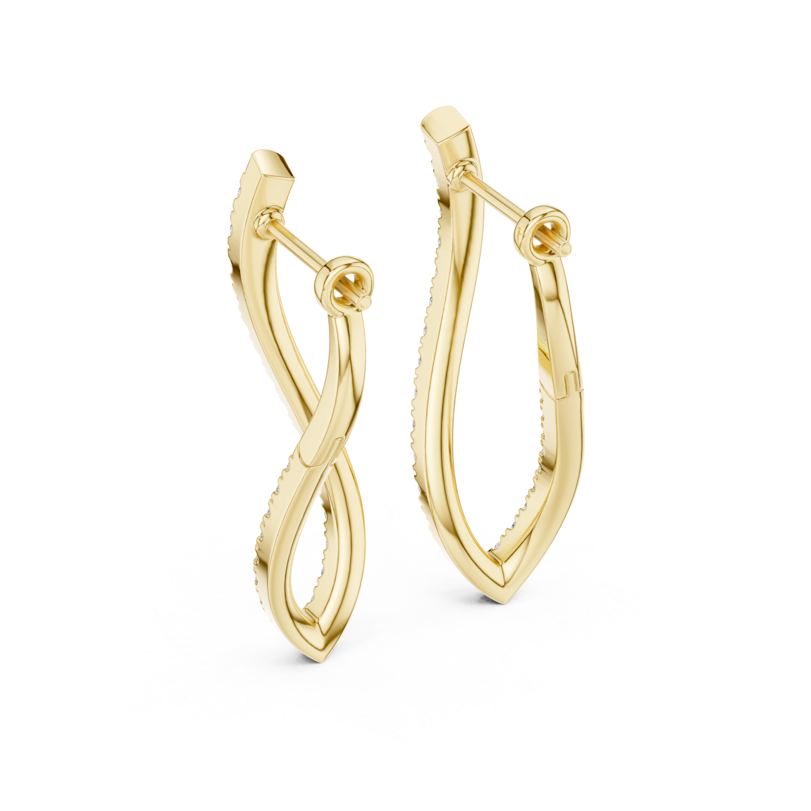  Gold Shimmering Gentle Wave Luxury Hoops Side View