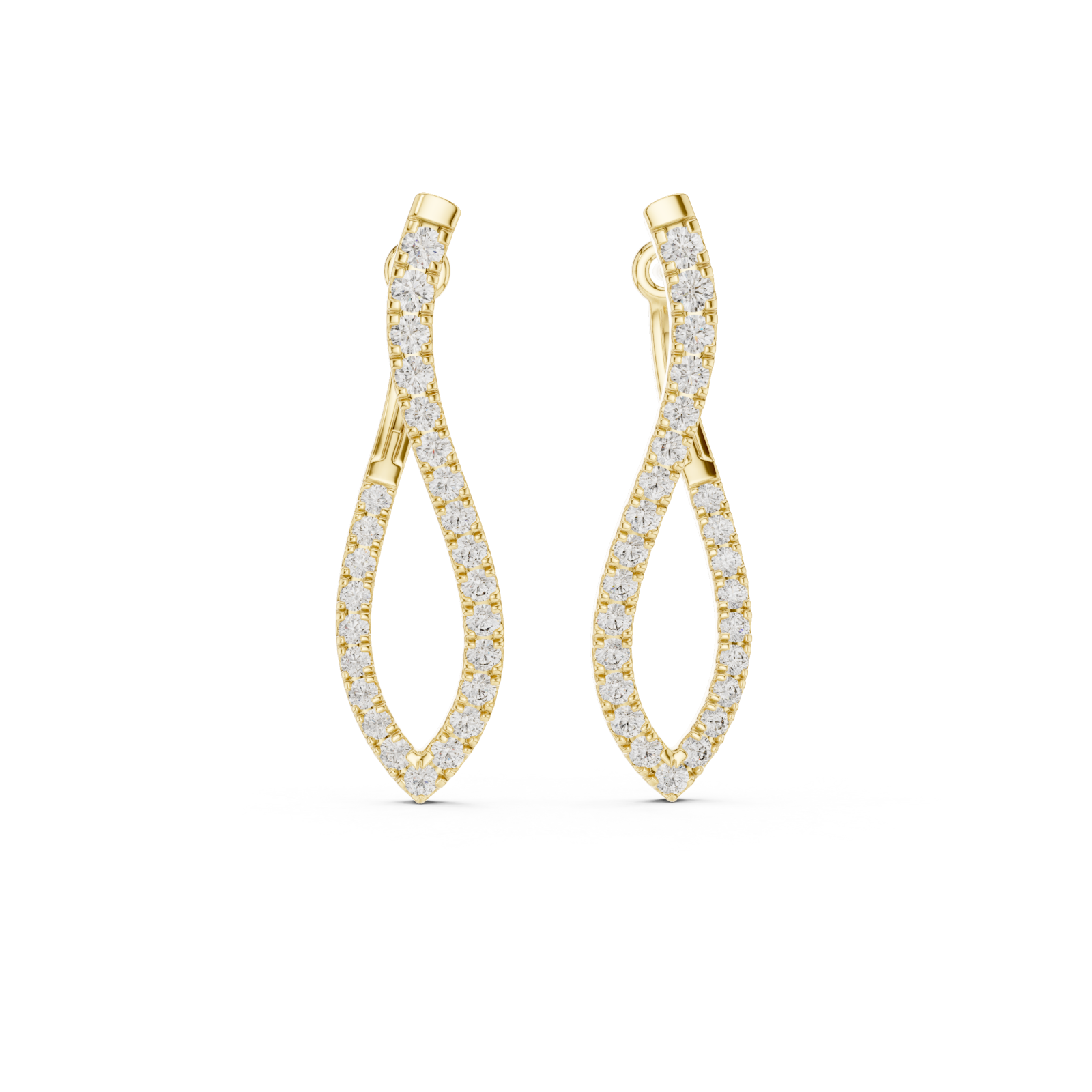  Gold Shimmering Gentle Wave Luxury Hoops Front View