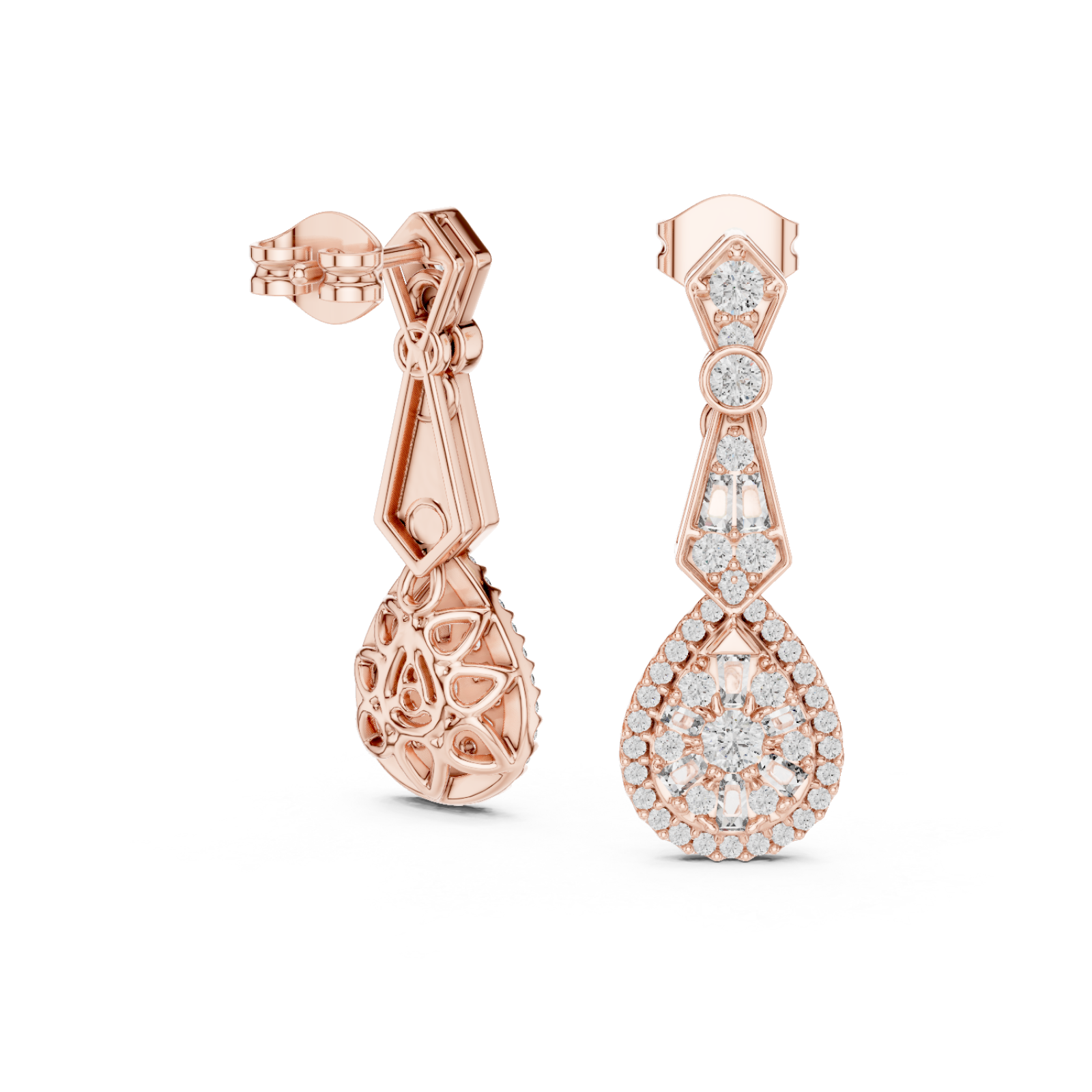  Rose Gold Celestial Radiant Grace Drop Earrings Left View