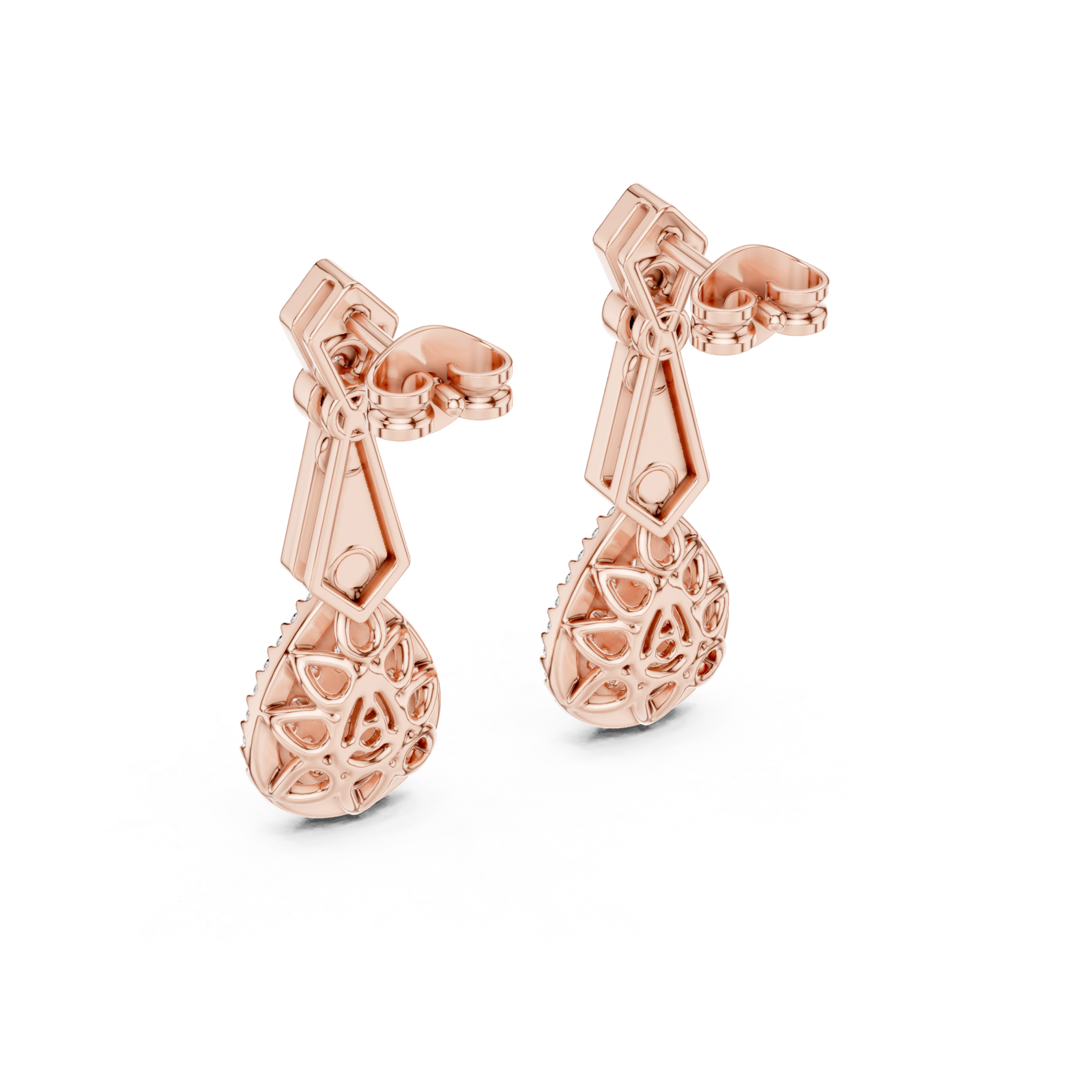  Rose Gold Celestial Radiant Grace Drop Earrings Side View